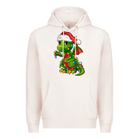 Pale Pink Christmas Cute Dragon Premium Hoodie - FaDigitalArtStudio