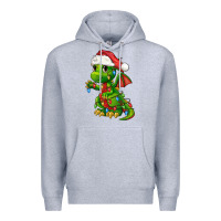 Heather Grey Christmas Cute Dragon Premium Hoodie - FaDigitalArtStudio