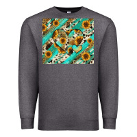 Charcoal Heather leopard sunflower hearts Premium Sweatshirt - RanaPortraitStore
