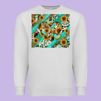 Premium Sweatshirt leopard sunflower hearts