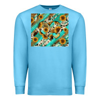 Ocean Blue leopard sunflower hearts Premium Sweatshirt - RanaPortraitStore