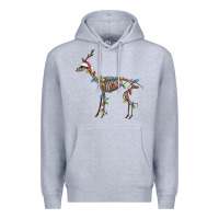 Heather Grey christmas deer skeleton Premium Hoodie - FaDigitalArtStudio