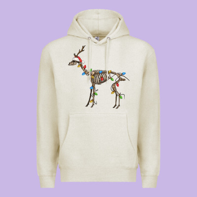 Christmas Deer Skeleton Premium Hoodie Designed By Fadigitalartstudio