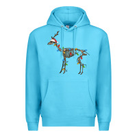 Ocean Blue christmas deer skeleton Premium Hoodie - FaDigitalArtStudio