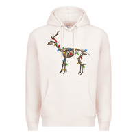 Pale Pink christmas deer skeleton Premium Hoodie - FaDigitalArtStudio