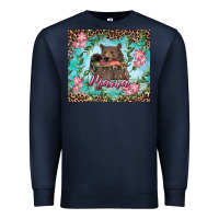 Navy mama bear haunting fish floral Premium Sweatshirt - RanaPortraitStore