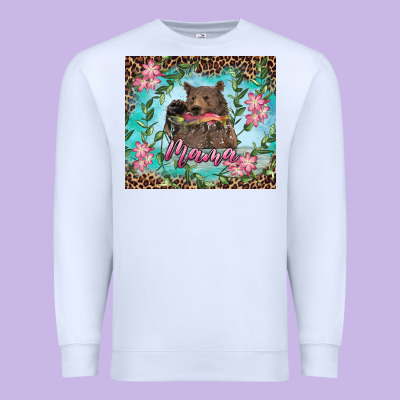 Premium Sweatshirt mama bear haunting fish floral