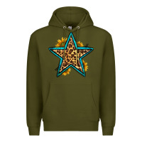 Army Green western leopard star Premium Hoodie - HRA Design Shop