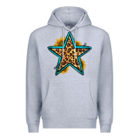 Heather Grey western leopard star Premium Hoodie - HRA Design Shop