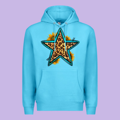 Western Leopard Star Premium Hoodie Designed By Hra Design Shop