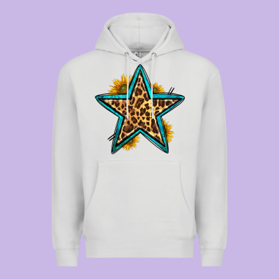 Western Leopard Star Premium Hoodie Designed By Hra Design Shop