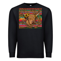 Black serape leopard turquoise sunflowers cow Premium Sweatshirt - RanaPortraitStore