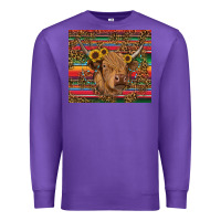 Purple serape leopard turquoise sunflowers cow Premium Sweatshirt - RanaPortraitStore