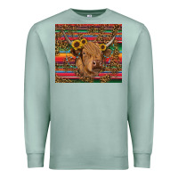 Seafoam serape leopard turquoise sunflowers cow Premium Sweatshirt - RanaPortraitStore