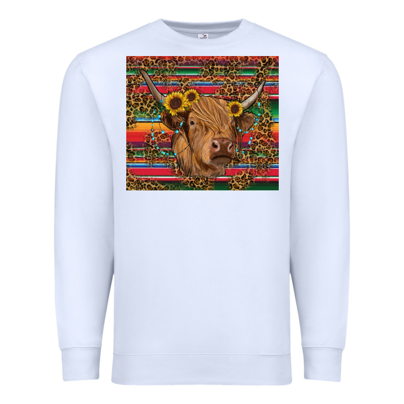 Serape Leopard Turquoise Sunflowers Cow Premium Sweatshirt by RanaPortraitStore | Teevron