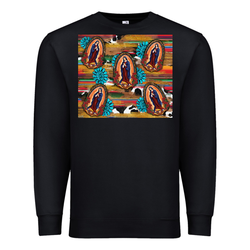 Serape Gemstone Glitter Cowhide Lady Of Guadalupe Premium Sweatshirt by RanaPortraitStore | Teevron