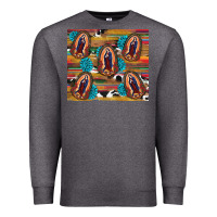Charcoal Heather serape gemstone glitter cowhide lady of guadalupe Premium Sweatshirt - RanaPortraitStore