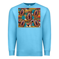 Ocean Blue serape gemstone glitter cowhide lady of guadalupe Premium Sweatshirt - RanaPortraitStore