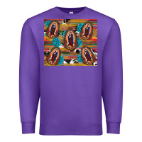 Purple serape gemstone glitter cowhide lady of guadalupe Premium Sweatshirt - RanaPortraitStore