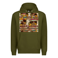 Army Green western hereford cattle seamless pattern Premium Hoodie - HRA Design Shop