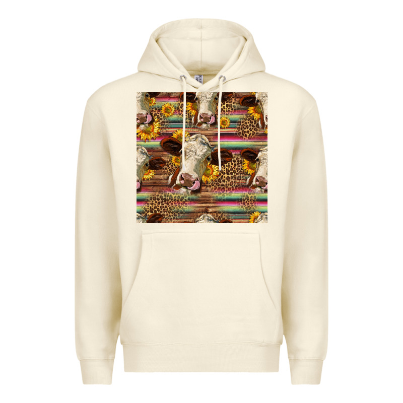 Western Hereford Cattle Seamless Pattern Premium Hoodie by HRA Design Shop | Teevron