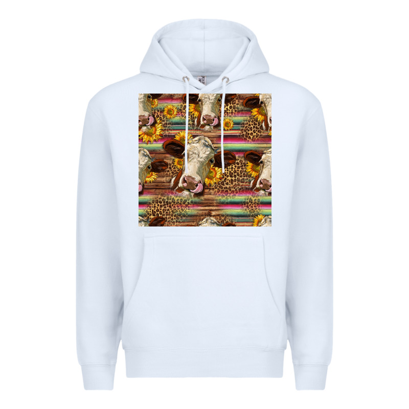 Western Hereford Cattle Seamless Pattern Premium Hoodie by HRA Design Shop | Teevron
