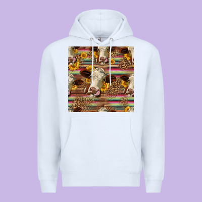 Western Hereford Cattle Seamless Pattern Premium Hoodie Designed By Hra Design Shop