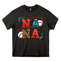 Asphalt Baseball nana leopard frame Heavy Core Tee - LillyAllenDesigns