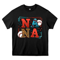 Black Baseball nana leopard frame Heavy Core Tee - LillyAllenDesigns
