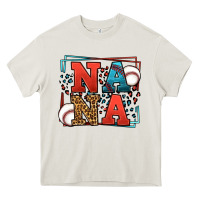 Cream Baseball nana leopard frame Heavy Core Tee - LillyAllenDesigns