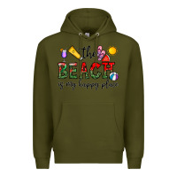 Army Green the beach is my happy place Premium Hoodie - CowhideDigitalArt
