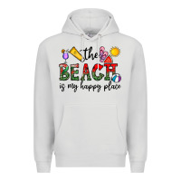 Dove Grey the beach is my happy place Premium Hoodie - CowhideDigitalArt