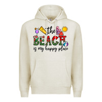 Oatmeal Heather the beach is my happy place Premium Hoodie - CowhideDigitalArt