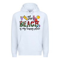 White the beach is my happy place Premium Hoodie - CowhideDigitalArt