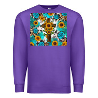 Purple sunflower cross cowhide gemstones Premium Sweatshirt - RanaPortraitStore