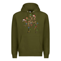 Army Green Christmas deer and skeletons Premium Hoodie - FaDigitalArtStudio