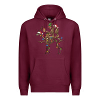 Burgundy Christmas deer and skeletons Premium Hoodie - FaDigitalArtStudio