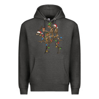 Charcoal Heather Christmas deer and skeletons Premium Hoodie - FaDigitalArtStudio