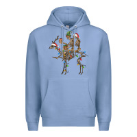 Colony Blue Christmas deer and skeletons Premium Hoodie - FaDigitalArtStudio