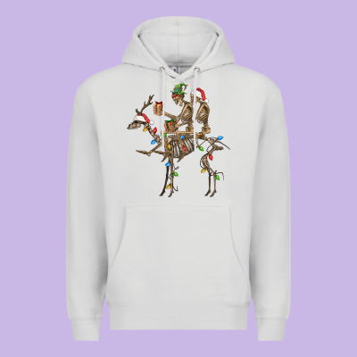 Christmas Deer And Skeletons Premium Hoodie Designed By Fadigitalartstudio