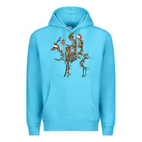 Ocean Blue Christmas deer and skeletons Premium Hoodie - FaDigitalArtStudio