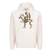 Pale Pink Christmas deer and skeletons Premium Hoodie - FaDigitalArtStudio