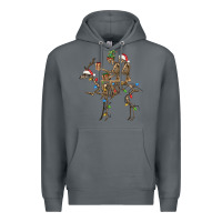 Rock Christmas deer and skeletons Premium Hoodie - FaDigitalArtStudio