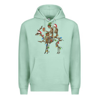 Seafoam Christmas deer and skeletons Premium Hoodie - FaDigitalArtStudio