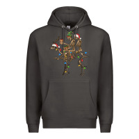 Smoke Christmas deer and skeletons Premium Hoodie - FaDigitalArtStudio