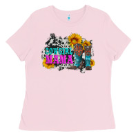Cowgirl Mama With Boots And Sunflowers And Cowhide Ladies Tee | Teevron