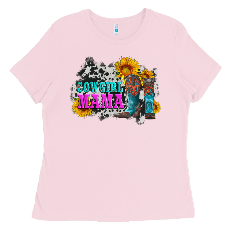Cowgirl Mama With Boots And Sunflowers And Cowhide Ladies Tee by Artiststas | Teevron