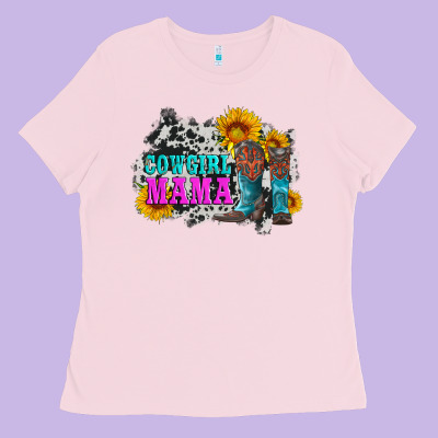 Cowgirl Mama With Boots And Sunflowers And Cowhide Ladies Tee Designed By Artiststas