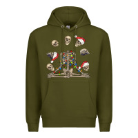 Army Green christmas human skeleton and skulls Premium Hoodie - FaDigitalArtStudio