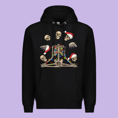 Christmas Human Skeleton And Skulls Premium Hoodie Designed By Fadigitalartstudio